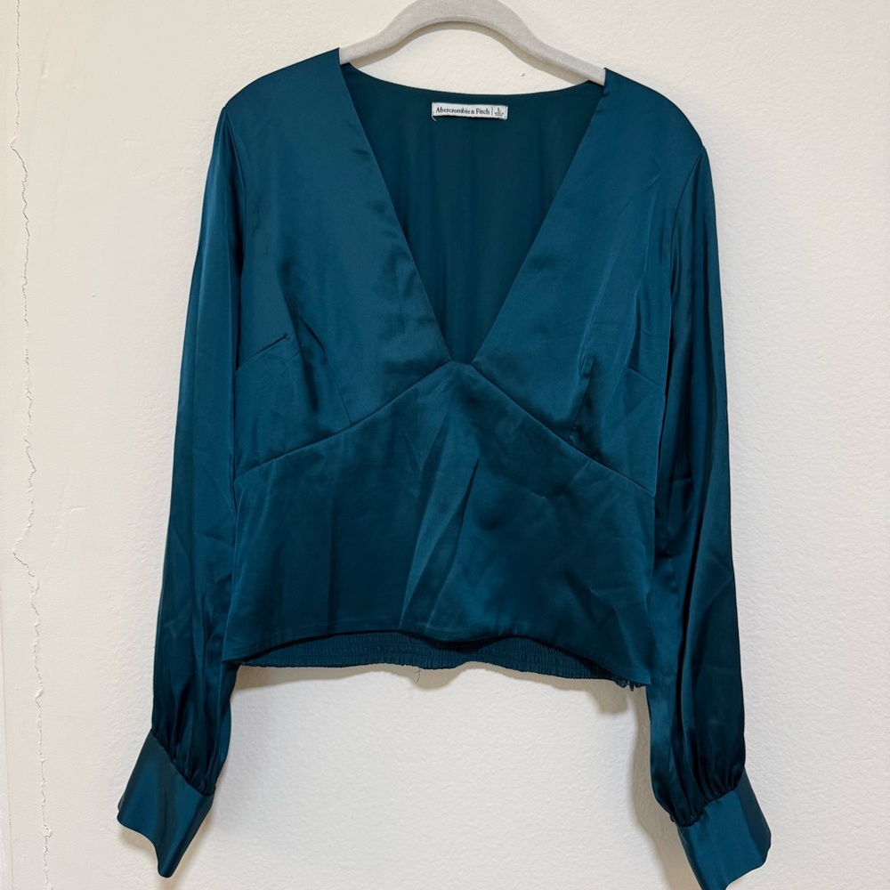 Abercrombie & Fitch Deep Teal V-Neck Blouse